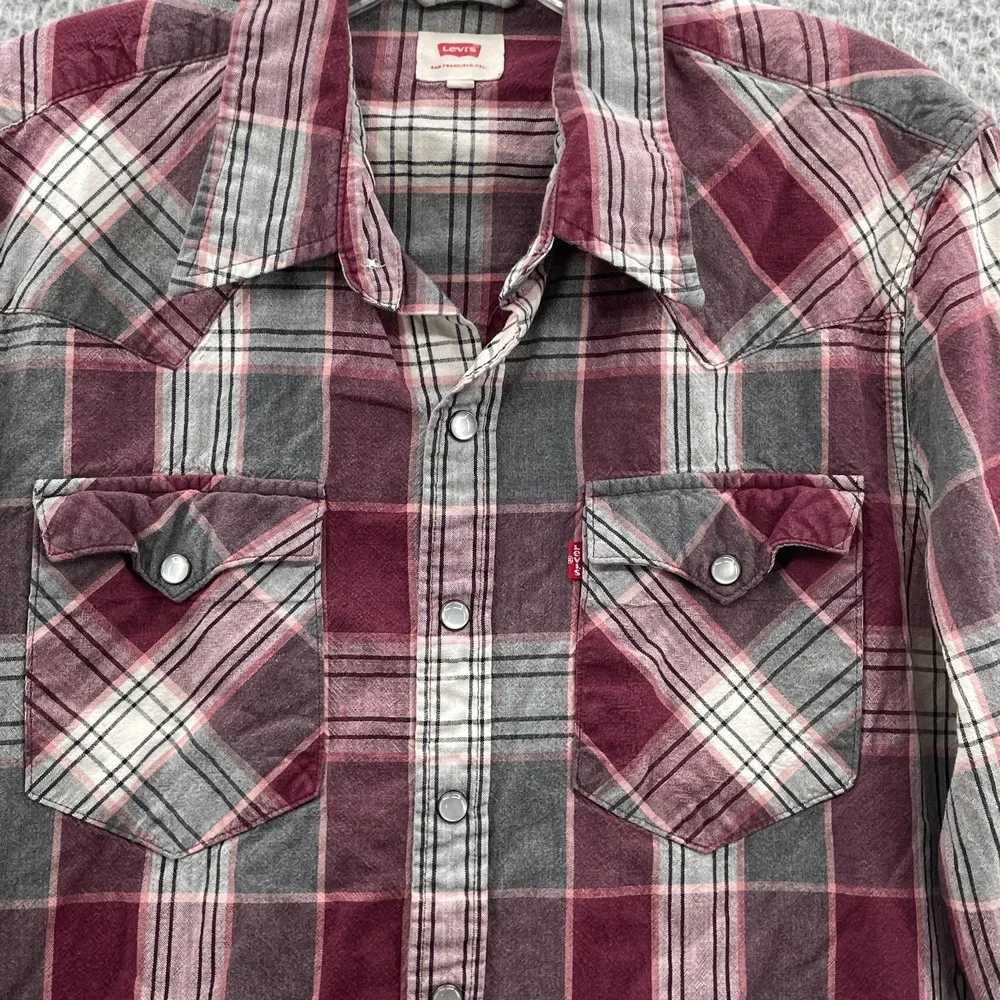 Levi's Pearl Snap Flannel Shirt Men Small Grunge Western Ranch Cowboy Gorp Rodeo